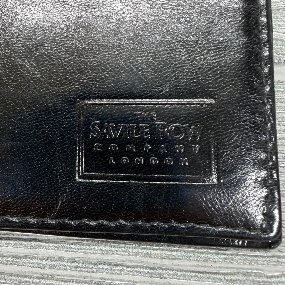 The Savile Row Company London Glossy Black Bifold Leather Wallet - Made in India